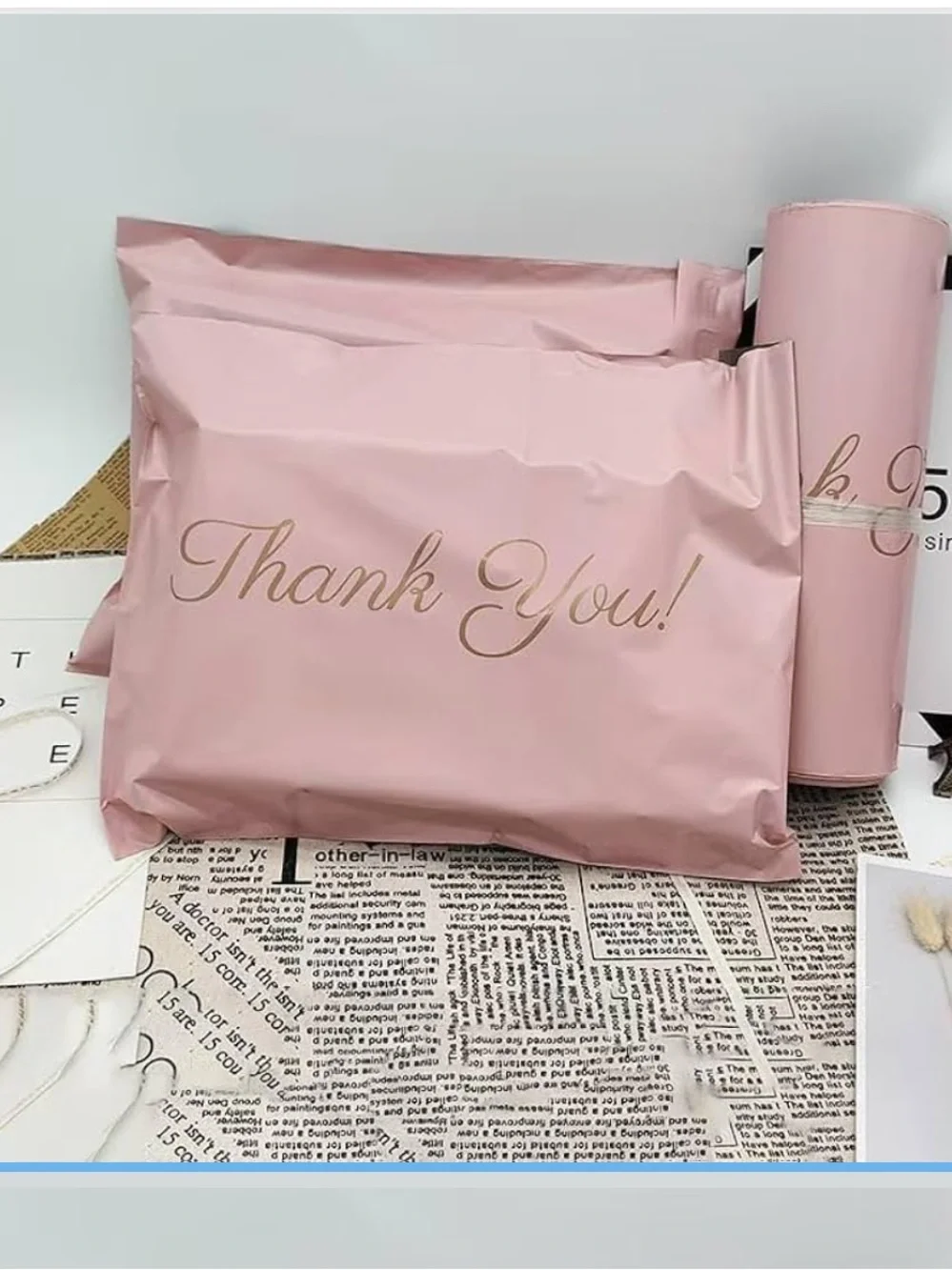 Pink Thank You Mailer Bags - Pack of 10 5.9”x10.63”